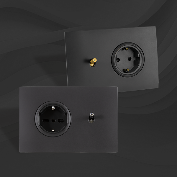 Placca con presa e levetta AVE abbinata